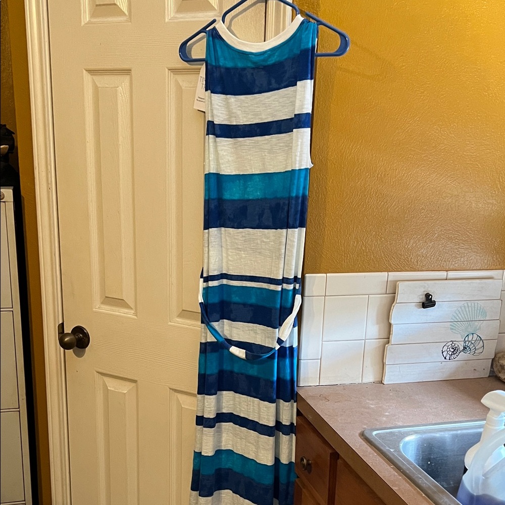 Striped Blue and White Maxi Dress